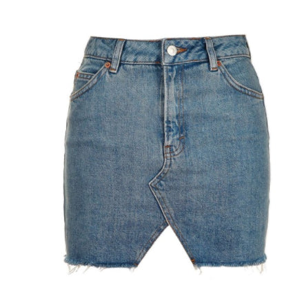 High Waist Denim Mini Jeans Skirt - ROUTINE FASHION