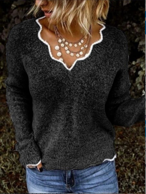 V-neck knitted jumper - ROUTINE FASHION