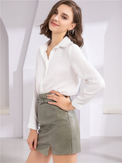 Women's Pu leather skirt - ROUTINE FASHION