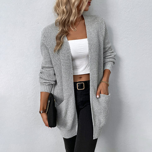 Women's Solid Color Pocket Sweater Women's Cardigan Coat - ROUTINE FASHION