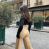 Khaki Women High Waist Loose Trousers - ROUTINE FASHION