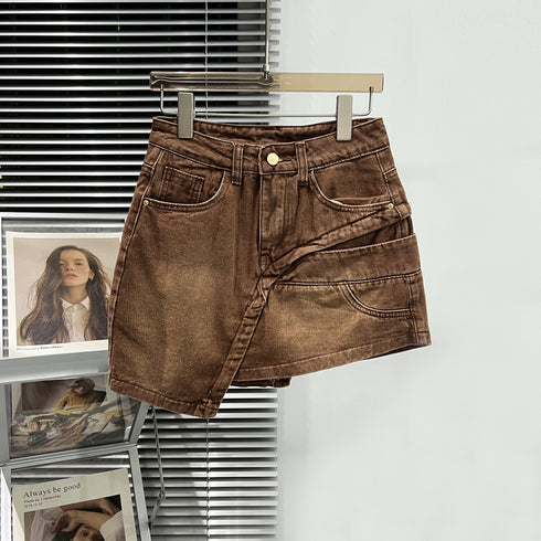 Denim Fashion Skirt High Waist A Line - ROUTINE FASHION