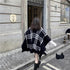 Wear A Cape Jacket And A Woolen Knitted Square Scarf - ROUTINE FASHION