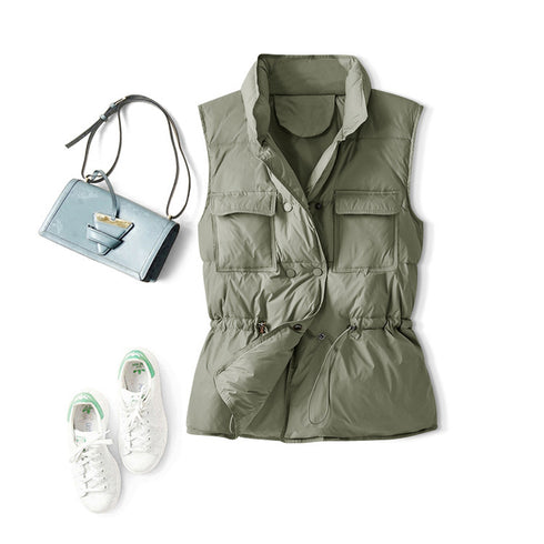 Down Waistcoat Women's Short Waist Collar Jacket - ROUTINE FASHION