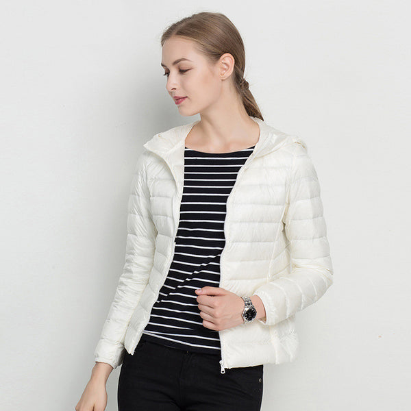 Lightweight Down Jacket Women Short Hooded Super Lightweight - ROUTINE FASHION