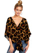 New V Neck Blouse Women Leopard Print Shirts Floral Tie Front Blouses Batwing Summer Oversize Ladies Tops - ROUTINE FASHION