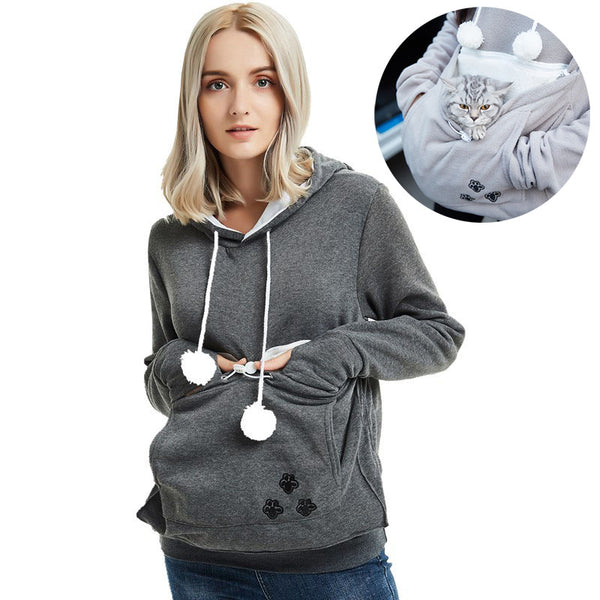Cute Hoodies Pullover Sweatshirts With Pet Pocket For Cat Clothes Winter Women - ROUTINE FASHION