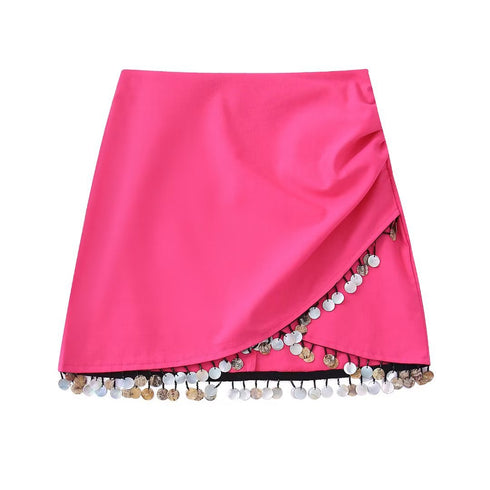 Women's Linen-Blend Beaded Wrap Skirt - ROUTINE FASHION