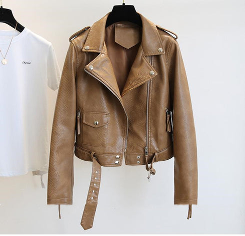 Women's Short Leather Jacket Spring And Autumn - ROUTINE FASHION