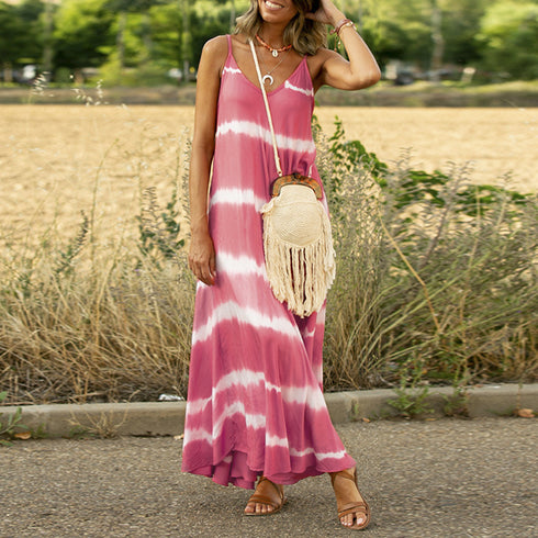 Printed Striped Plus Size Maxi Maxi Dress - ROUTINE FASHION