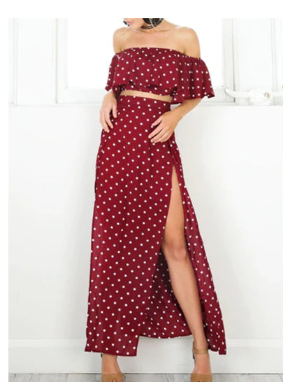 Printed wrap chest + high waist skirt suit - ROUTINE FASHION