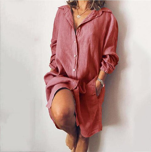 2022 Loose Mid Length Shirts Women Dress Cover-ups Tunics For Mini Dress - ROUTINE FASHION