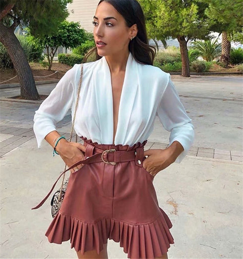 PU leather pleated skirt - ROUTINE FASHION
