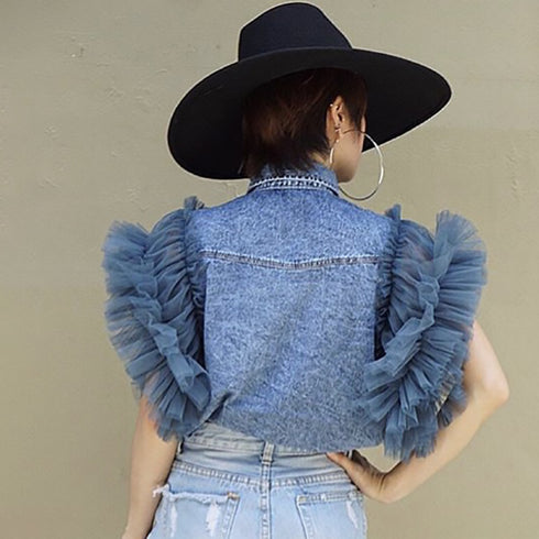 Frayed denim jacket women - ROUTINE FASHION