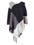 Shawl cape fringed colorblock women's coat - ROUTINE FASHION