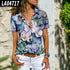 Floral Print Loose Short Sleeve Blouse - ROUTINE FASHION