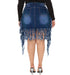 Women's Spring Denim Skirt With Fringe - ROUTINE FASHION