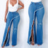 New style elastic ripped flared pants jeans women - ROUTINE FASHION