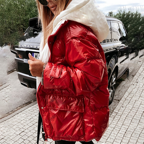 Winter Women Down Plus Size Jacket Pure Color Casual Hooded - ROUTINE FASHION