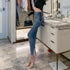 High waist jeans slim skinny cropped pencil pants - ROUTINE FASHION