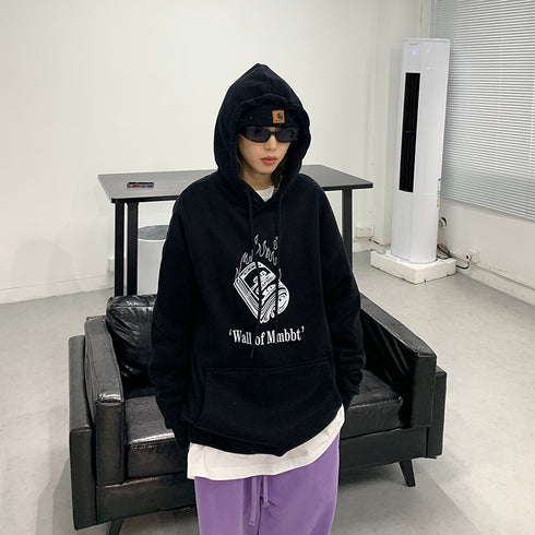 Women's Street Retro Fleece Print Hoodie - ROUTINE FASHION