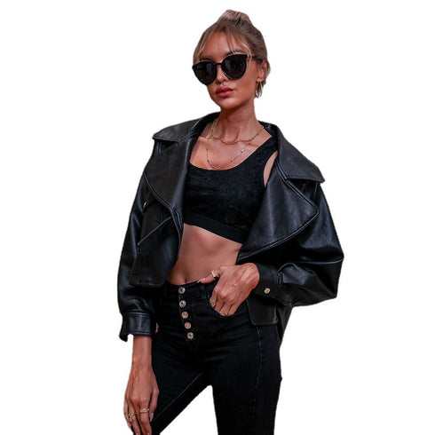 Ladies Autumn And Winter PU Leather Jacket - ROUTINE FASHION