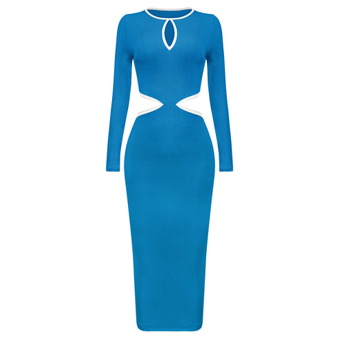 Women's Hip Skirt Color Contrast Patchwork One-step Dress - ROUTINE FASHION