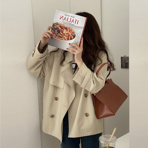 Khaki Trench Coat For Women British Style Small Short Thin Coat - ROUTINE FASHION
