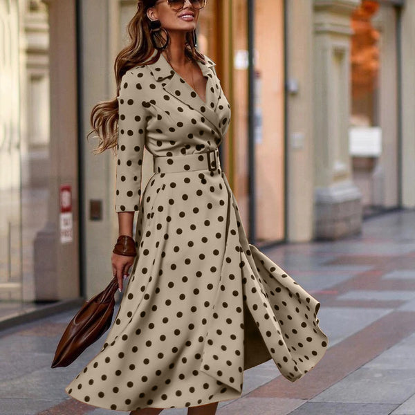 Autumn Casual Temperament Waist Repair Button Dress Women - ROUTINE FASHION