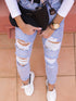 Fashion Casual Washed Ripped Personalized Skinny Jeans - ROUTINE FASHION