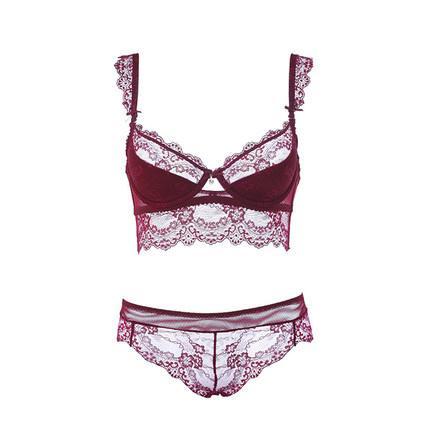 Sexy Mousse Women Sexy Bra Set Ultra-thin Red Black Lace Bras Underwear Push up Bra and underwear - ROUTINE FASHION