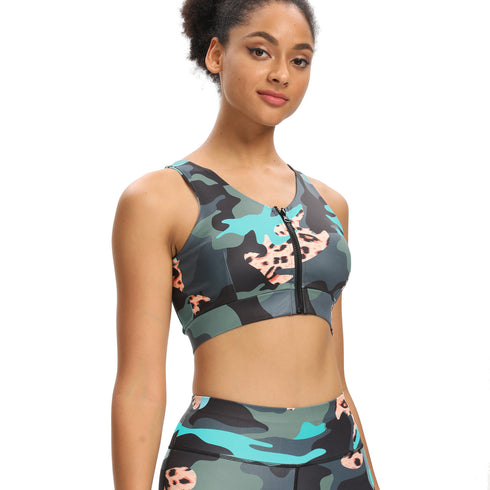 Women's Fashion Camouflage Print Yoga Pants Undershirt Set - ROUTINE FASHION
