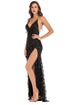 Women's Fringe High Cut Sling Dress - ROUTINE FASHION