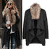 Fur collar cardigan plush trench coat - ROUTINE FASHION