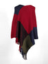 Shawl cape fringed colorblock women's coat - ROUTINE FASHION