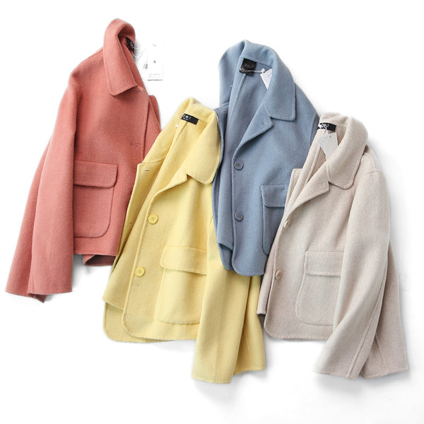 Fashion Pure Color Woolen Coat Women Short - ROUTINE FASHION