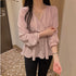 Solid Color Waist Long-sleeved Small Shirt Blouse - ROUTINE FASHION