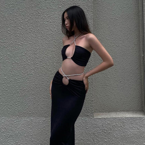 Women's Neckline Slim Wrap Skirt Suit - ROUTINE FASHION