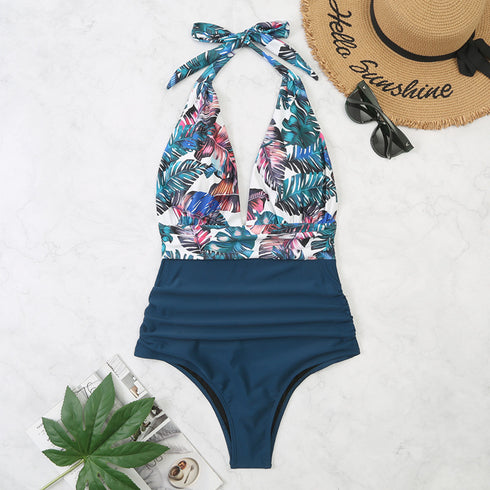 One-piece Halter Matching Belly Bikini Women - ROUTINE FASHION