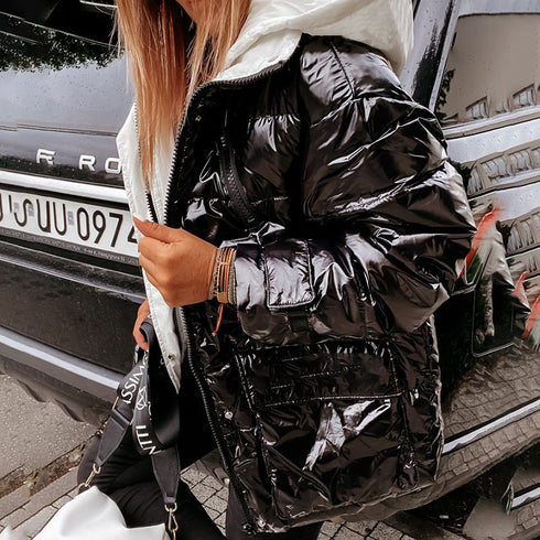 Winter Women Down Plus Size Jacket Pure Color Casual Hooded - ROUTINE FASHION