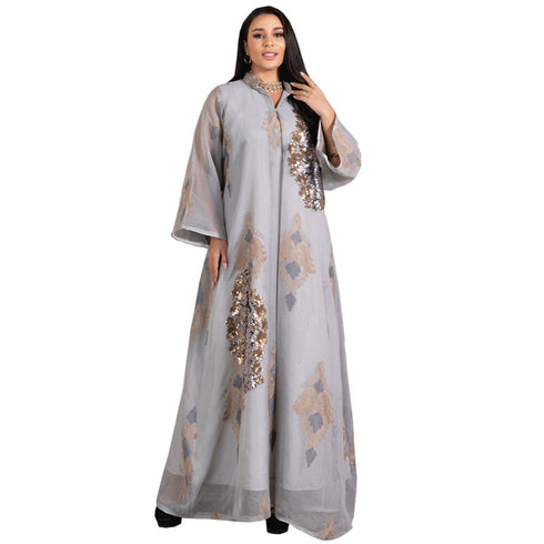 Women's Beaded Embroidered Gauze Dress - ROUTINE FASHION