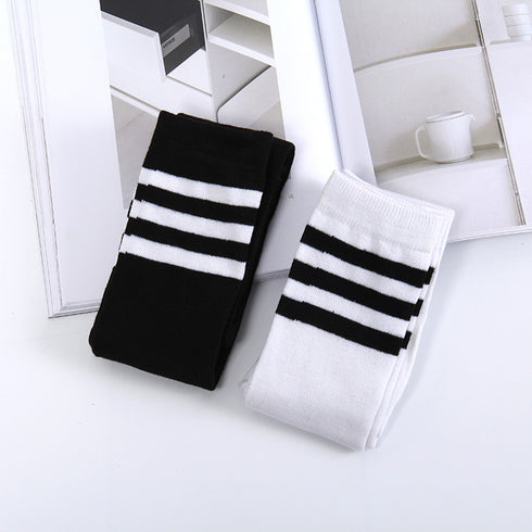 Ladies' Socks Spring and Autumn Stripes Three Bars College Wind Socks Japanese Over-the-Knee Socks Women - ROUTINE FASHION