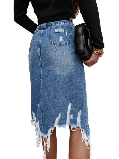 Casual Temperament Women's Collage Denim Skirt - ROUTINE FASHION