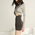 Women's Fashion Chicken Heart Collar Color Blocking High Elasticity Slim Long-sleeved Dress - ROUTINE FASHION
