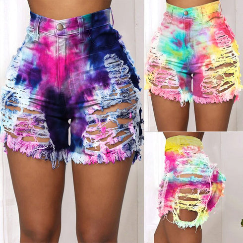 Tie-dye printed denim shorts - ROUTINE FASHION