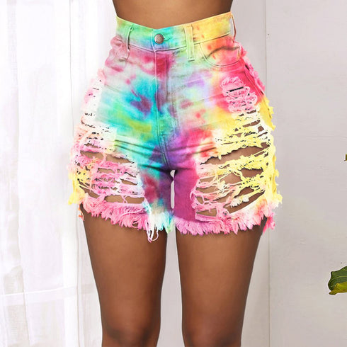 Tie-dye printed denim shorts - ROUTINE FASHION