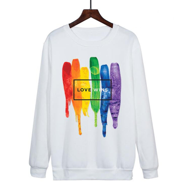 Love Wins Women Pride Lgbt Lesbian Rainbow Sweatshirt - ROUTINE FASHION