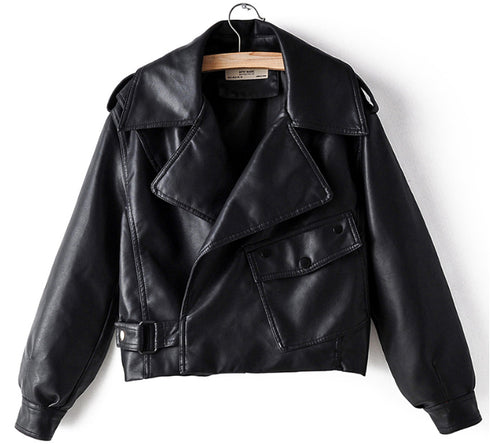 Women's PU Leather Jacket with Short Washed Leather Jacket - ROUTINE FASHION