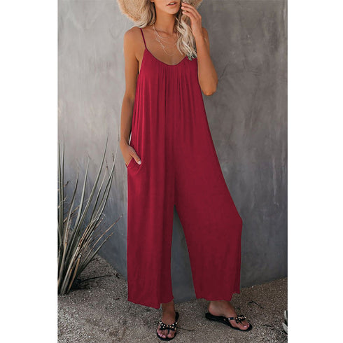 Women's Loose Sleeveless Jumpsuits Romper Jumpsuit With Pockets Long Pant Summer - ROUTINE FASHION