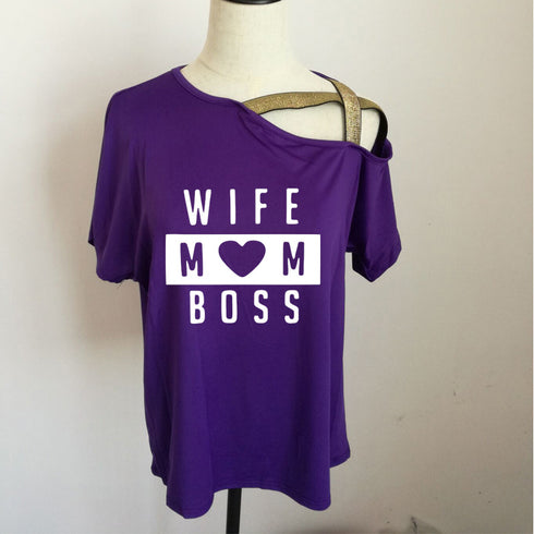 Irregular Cross Oblique Shoulder Short-sleeved T-shirt Women - ROUTINE FASHION